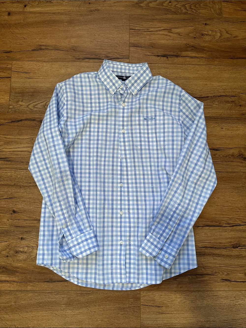 Boys Light Blue Plaid Button-Down Shirt